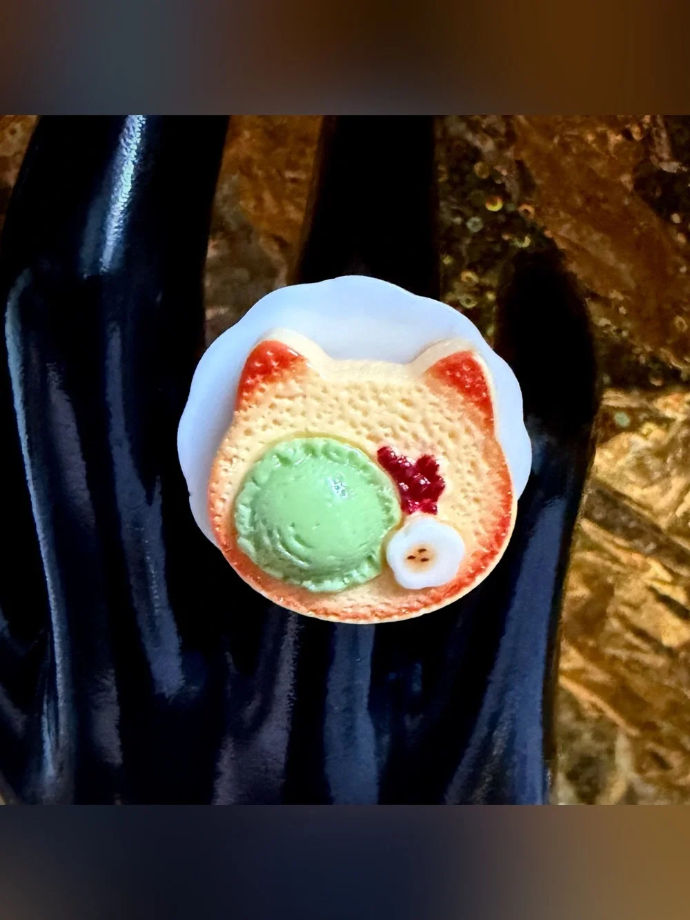 Kawaii Cat Matcha Pancake Ring – Japanese Dessert Miniature Food